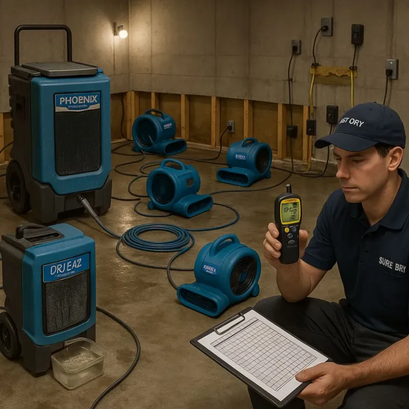 Structural Drying and Dehumidification process in Napa County, CA